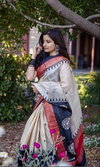 MG 619 Linen With Gold Jari Digital Printed Saree Wholesale Market In Surat